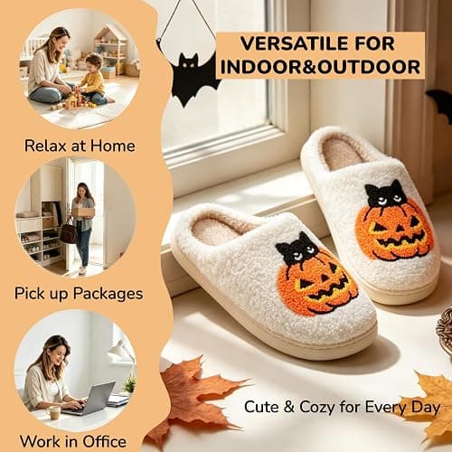 Cute Fuzzy Slippers for Women Men Memory Foam House Shoes indoor outdoor | Non Slip lightweight sole,Indoor and Outdoor,Machine-washable,Slip-on Bedroom Slides,Gift for womens thumbnail 6