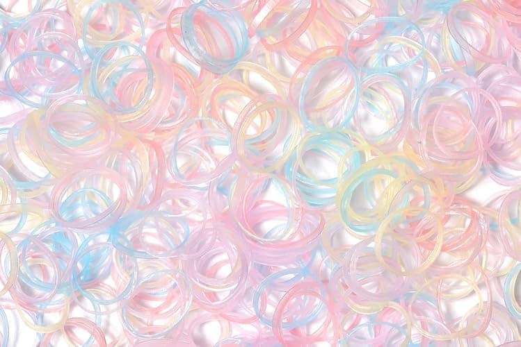 Youxuan Mini Hair Elastics for Girls Transparent Rubber Bands, 1000 PCS, Multi Color thumbnail 3