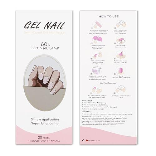 JMEOWIO Gel Nail Stickers White Heart French Tip Semi Cured Gel Nail Strips Wraps UV/LED Nails Art Design Decoration Accessories thumbnail 4