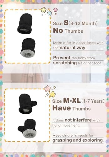 Zando Baby Winter Hat and Mitten Set Size 3M-7Y - Cute Fleece Sherpa Lined Warm Beanie for Toddler Kids Newborn Boys Girls thumbnail 6