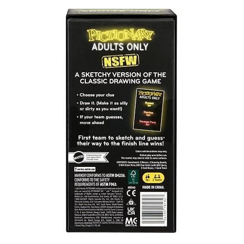 Mattel Games Pictionary Adults Only Party Game for Adults & Game Nights, Drawing Game with Silly Sketches & NSFW Clue Cards, Boards, Markers & Sand Timer thumbnail 6