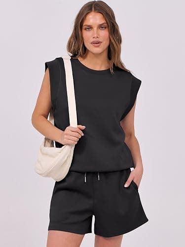 ANRABESS Two Piece Sets for Women 2026 Summer Short Lounge Set Casual Beach Vacation Outfits Spring Sweatsuits Tracksuit thumbnail 2