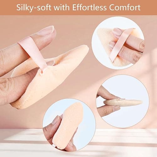 Oslynia 16 Pcs Triangle Powder Puff, Reusable & Washable Makeup Loose Setting Powder Puffs, Velvet Makeup Sponge Puffs for Contouring Corners, Face, Under Eyes(Black, White, Khaki, Powder) thumbnail 6