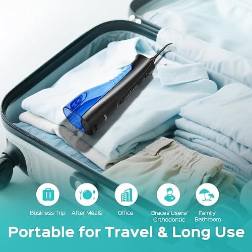 COSLUS C50 Water Flosser for Teeth Cordless: 4 Modes & 20 Levels - Portable Irrigador Dental for Health - Conscious Sensitive Users Gums - Travel Home Use with 4 Jet Tips thumbnail 7