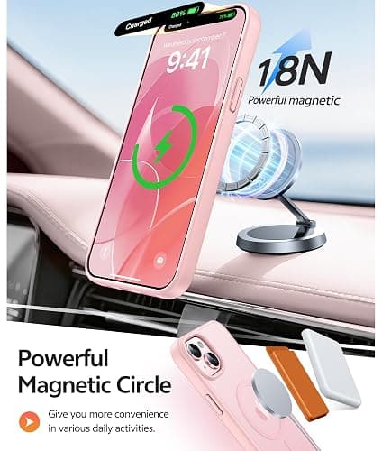 FNTCASE for iPhone 15 Plus Case: for iPhone 14 Plus Case [Compatible with Magsafe] Translucent Matte Cases with [Screen Protector] Military Grade Shockproof Protective Phone Cover - Light Pink thumbnail 3