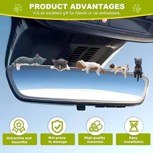 ABOTHGD 5 pcs Cute Cat Car Interior Accessories Dashboard & Rearview Mirror Decorations, Ornament for Cat Lovers Boys and Girls (Kitten) thumbnail 4