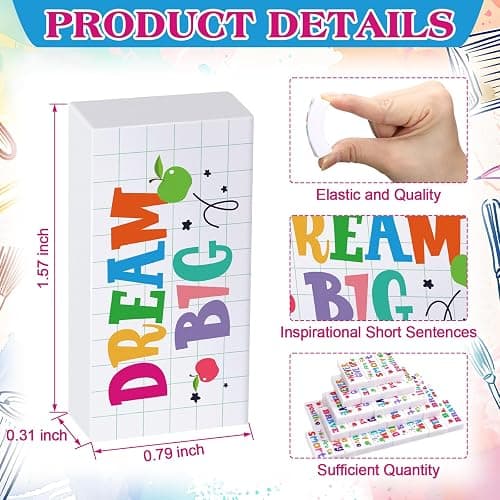 Dunzoom 100 Pcs Inspirational Pencil Erasers Bulk for Kids Fun Motivational Eraser School Supplies Back to School Office Supplies for Classroom Office Teacher Artists (Lovely) thumbnail 3