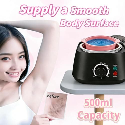 Lrqmte Eyebrow Waxing Kit for Women, 500ml Mini Wax Pot for Men, Full Body Hair Removal, Painless Wax Machine with 4 Packs Hard Beads & Spatulas, Home Use Waxing System for Bikini, Face, Legs thumbnail 2