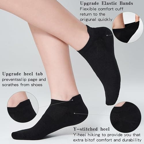 AHOVIT 12 Pairs Ankle Socks Womens, Thin Low Cut No Show Cotton Lightweight | White Summer Low Rise Non Slip Short Sock Size 7-9/9-11,Ankle Length for Running,Workout,Sneaker,Flat,Boat Shoe(6 or 12Pairs) thumbnail 5