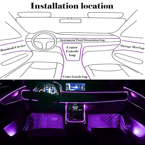 DEHERANE Interior Car LED Strip Lights, RGB 6 in 1 Ambient Lighting Kit with 315 inches Integrated Fiber Optic, 16 Million Colors Car Interior Lights with Wireless APP& Remote Control, Sync to Music thumbnail 6