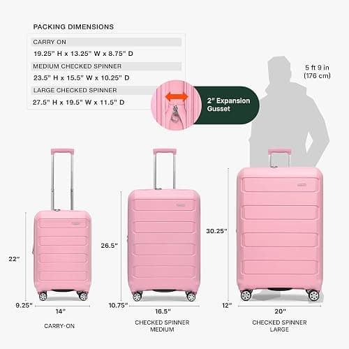 Traveler's Choice Pagosa Indestructible Hardshell Expandable Spinner Luggage, Pink, 26-Inch Medium thumbnail 4