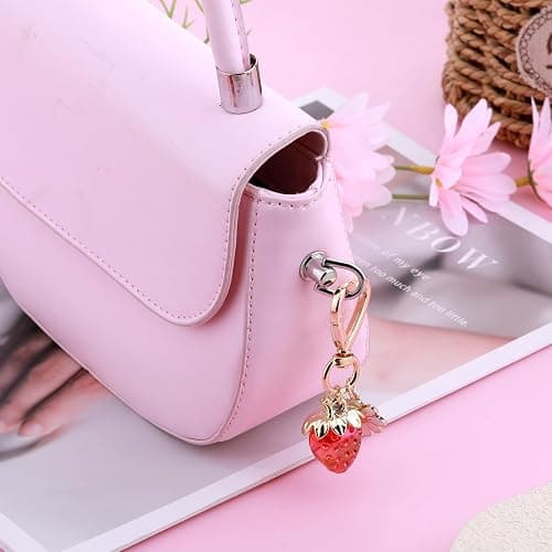 Apausvcm Cute Strawberry Keychain, Bag Purse Charms Kawaii Heart daisy flower Key Chains Accessories Strawberry Shortcake Decor for Handbags Backpack Women Girls Gift thumbnail 5