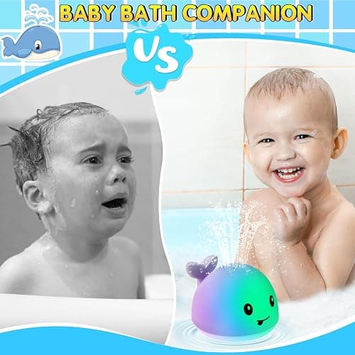 Gigilli Bath Toys for Kids Ages 1-3, Baby Bath Toys 1 2 3 Year Boy Girl Gifts Christmas Stocking Stuffers for Babies 6-12-18 Months Light Up Whale Bath Toy Sprinkler Toddler Birthday Bathtub Water Toy thumbnail 7