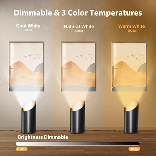 Brightown 2 Pack Uplights Indoor Floor Can Lights with Remote and Timer, 3 Color Temps and Dimmable Uplighting Spotlights for Dark Corner Sofa Plant Picture, 6.5 FT Plug Cord & Foot Switch, Black thumbnail 2