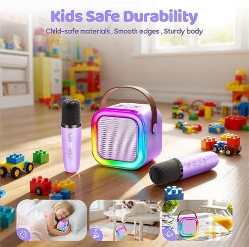 IROO Mini Karaoke Machine for Kids, Birthday Gifts Toys for Girls Ages 3-12 | 2 Wireless Mics, 5 Voice Effects & 1-Month KaraFun Premium, Bluetooth Speaker, Portable MP3 Player For Family Home Party thumbnail 8