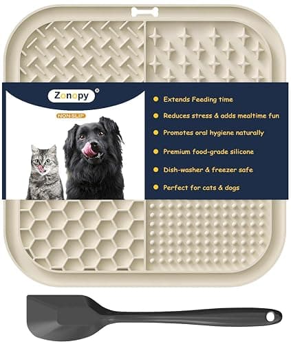 Zonopy Licking Mat for Dogs & Cats with Suction Cups, 1 Pack Square Dog Slow Feeder Lick Pat for Anxiety Relief and Boredom, Dog Toys to Keep Them Busy, Pets Grooming Training Bathing Mat - Image 1