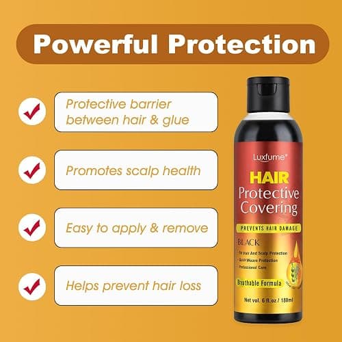 Luxfume Quick Weave Protective Shield, Weave Glue for Quick Dry, Hair Protective Liquid Cap for Hair and Scalp Protection, Easy to Apply and Comfortable (6.oz,Black) thumbnail 3