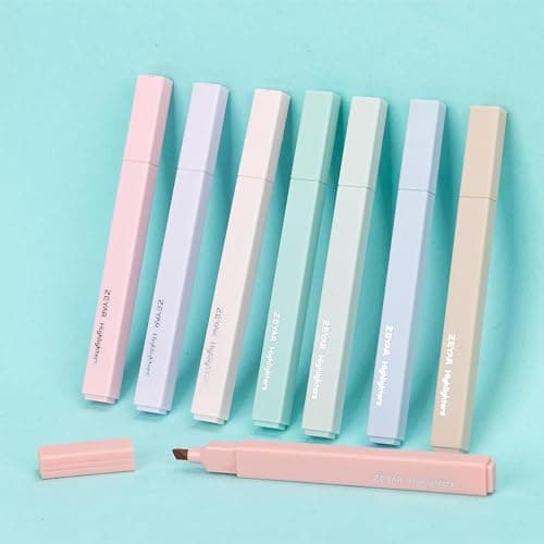 ZEYAR Aesthetic Cute Highlighter Pens, Cream colors, Chisel Tip, Water Based, Quick Dry, No Bleed for bible, four seasons color series (8 Spring Colors) thumbnail 7