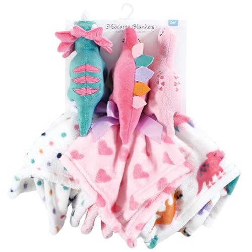 Hudson Baby Unisex Baby Animal Face Security Blanket, Cute-A-Saurus 3-Pack, One Size thumbnail 2