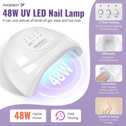 PHOENIXY 63 Pcs Gel Nail Polish Kit with U V light and Drill, 45 Colors Gel Nail Polish with 5 Pcs Base Top Coat Manicure Starter Nail Polish Set Christmas Gifts for Women thumbnail 3