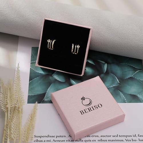 Beriso 14K Gold/Silver Plated Satellite Choker Shining Dots Station Box Chain 3 Blue Beads Sparkle Chain Necklace Open Hearts Open Stars Link Chain Exquisite Jewelry Gifts for Women Mom Girlfriend thumbnail 7