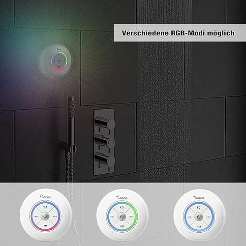 LEICKE Enceinte Bluetooth Portable Étanche Haut Parleur de Douche sans Fil Haute stéréo LED Lumière Ventouse puissante, Stéréo, Radio FM Mic Intégré, Idéal pour Plage, Cuisine et Piscine 5h thumbnail 6