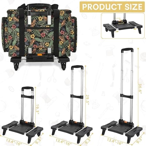 ITHWIU Sewing Machine Case with Wheels, Universal Rolling Trolley Tote with Shoulder Strap & Multiple Storage Pockets Compatible with Most Standard Singer, Brother, Janome, Floral thumbnail 6