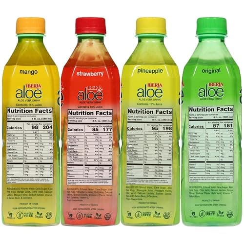 Iberia Aloe Vera Drink with Pure Aloe Pulp, Variety, (Pack of 8) 2 x Original, 2 x Mango, 2 x Pineapple, 2 x Strawberry thumbnail 2