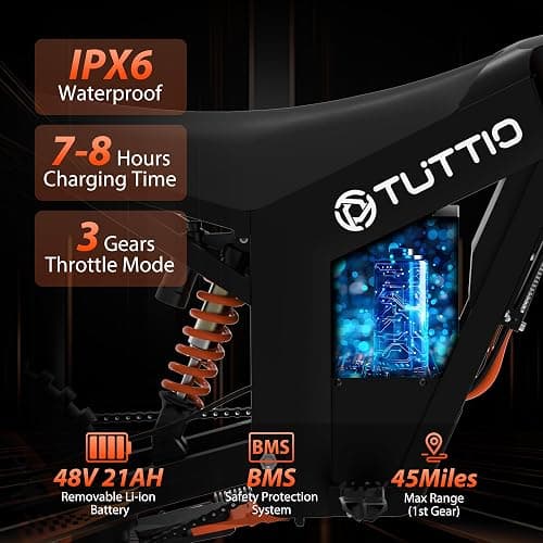 Tuttio Soleil01 Electric-Dirt-Bike for Teens Adults, 14"/12" Fat Tire 2000W Electric-Motorcycle with 48V 21AH Battery Ebike 37MPH Hydraulic Brakes Mountain Off-Road EBike Fit Age 13+ thumbnail 3