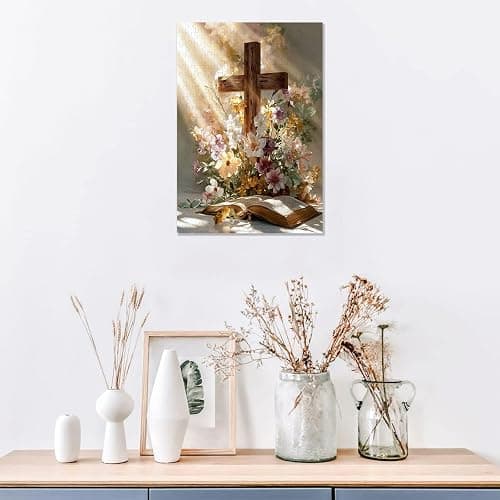 Great Jigsaw Puzzles for Adults 300 Pieces Religious Cross with Daisy Flowers Puzzles for Adults Toys Gift Family Decoration Kids Puzzle thumbnail 3