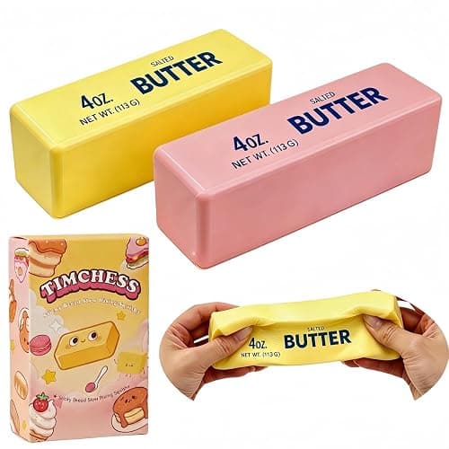 2 Pack Pink & Yellow Butter Squishy Slow Rebound Butter Squeeze Stress Ball | Realistic Soft Butter Stick Fidget Toy Slow Rising Squishy for Adults Anxiety & Stress Relief Sensory Gifts thumbnail 8