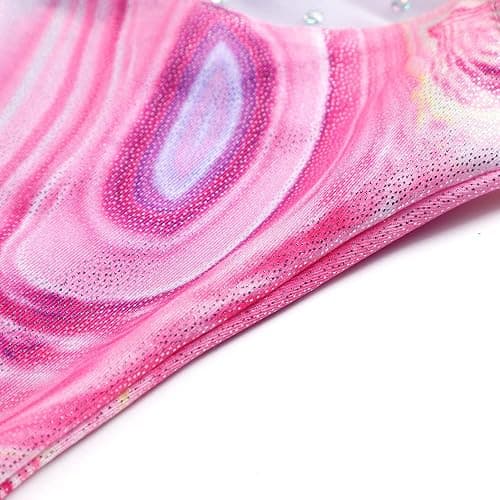 Leotards for Girls Gymnastics Toddler Dance Biketards Mermaid Unicorn Athletic Dance Wear Shiny Rainbow Blue Hotpink - 4-5 Years - Pink thumbnail 5