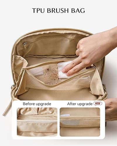 EACHY Travel Makeup Bag,Large Capacity Cosmetic Bags for Women,Waterproof Portable Pouch Open Flat Toiletry Bag Pattern Makeup Bag thumbnail 3
