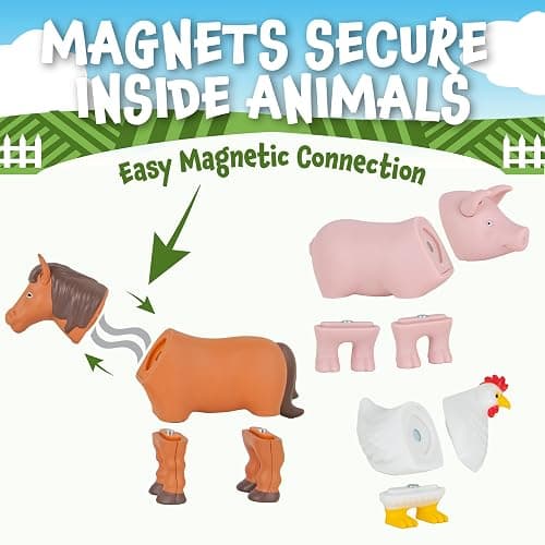 POPULAR PLAYTHINGS Mini Mix or Match Farm Animals, Magnetic Toy Set with Pop-up Playmat, Set of 7 thumbnail 4