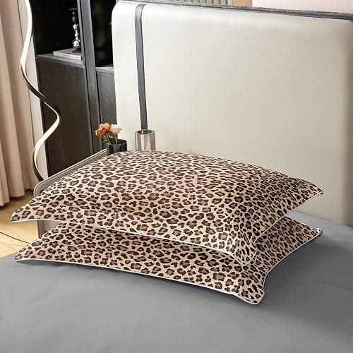 Homemissing Léopard 100% Coton Housse de Couette 220x240cm Enfants guépard Literie Set Safari Animaux Parure de lit Coton Housse de Couette Marron Noir Set literie thumbnail 6