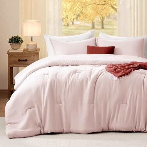 Quataly King Comforter Set Blushpink,3PCS Soft Lightweight Breathable Bedding Comforter Sets for All Season, King Size(104''×90'' Comforter & 2 Pillowcases) - Image 1