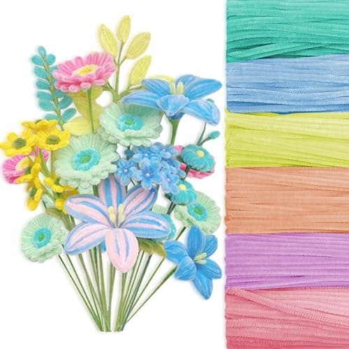 Peryiter 500 Pieces Pipe Cleaners Chenille Stems for Flowers Craft Supplies Bulk Fluffy Fuzzy Sticks for DIY Art Projects Creative Gift Wrapping Party Decorations(Macaron,12 Inch) - Image 1