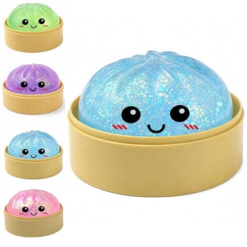Sugar Glitter Dumplings Squishy with Mystery Box,Viral Squishy Dumpling,Colorful Dumplings Stress Balls Fidget Sensory Balls for Kids & Adults (Blue) - Image 1