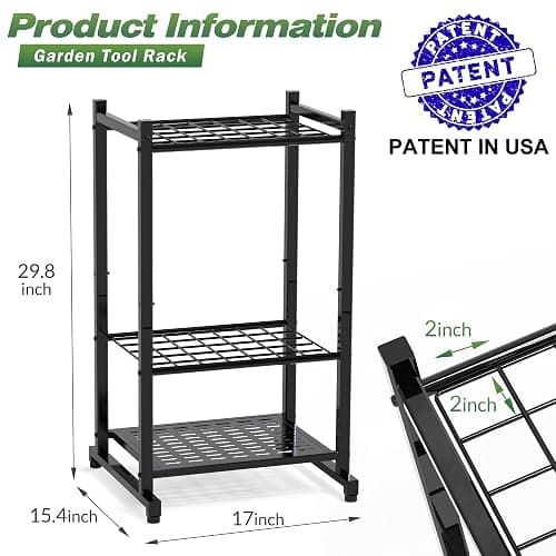 Garden Tool Organizer, Yard Tool Tower Rack for Garage Organization and Storage, Up to 35 Long-Handled Tools/Rakes/Brooms, Heavy Duty Steel Garden Tool Stand for Shed, Outdoor, Black thumbnail 2