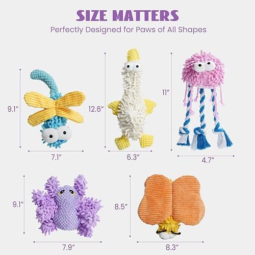 Nocciola 5 Packs Squeaky Dog Toy Plushies, Cute Soft Squeak Crinkle Plush Stuffed Durable Pet Animal Chew Puppy Toys for Small Meidum Large Breed thumbnail 6