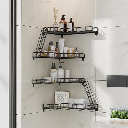 Big Lighting Deals Fire Escape Wall Shelf, Metal Figure Display Shelf, 4 Tier Unique Floating Shelves for Wall Corner, New York Decorative Shelves for Bathroom & Living Room & Home Décor (Black) thumbnail 7