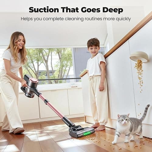 Hysinixs Cordless Vacuum Cleaner, Powerful Lightweight Stick Vacuum with Self-Standing, Anti-Tangle, 8-in-1 Rechargeable Vacuum Cleaners for Home, Hardwood Floors, Carpet, Pet Hair thumbnail 2