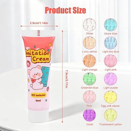 Mesenymm Cream Glue, 12 PCS 15ml Simulation Cream Glue Kit, DIY Phone Case Kit with 12 PCS Piping Tip for Case Craft Party Birthday Gifts Mirror Jewelry Accessories thumbnail 2