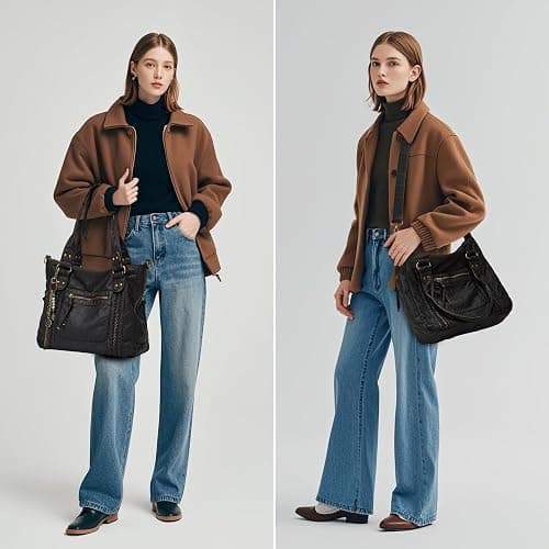 Worldlyda Crossbody Bags for Women Large Tote Soft Leather Purses Washed Y2K Hobo Vintage Handbag Shoulder City Bag thumbnail 2