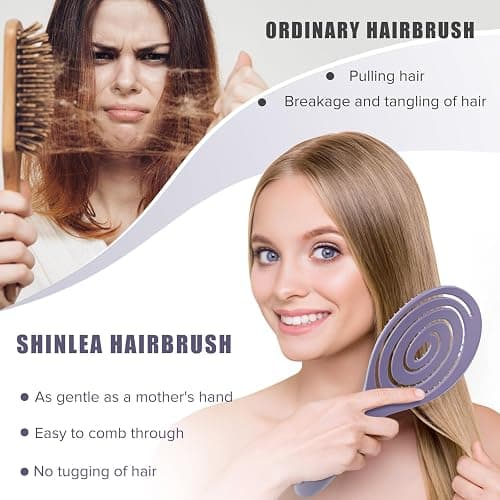 SHINLEA Hair Brush Anti Tangle Detangle, Wet & Dry Head Massaging Spiral Hairbrush for Women, Men, kids, Glide Through Tangles For All Hair Types (Purple) thumbnail 4