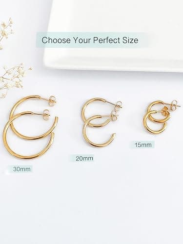 Altitude Boutique 18K Small Gold Hoop Earrings For Women | Gold Plated Thin Tube Earrings | Lightweight, Hypoallergenic Chunky Gold Open Hoops (Gold, Silver) thumbnail 7