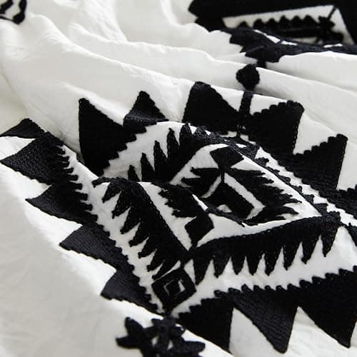 MaiRêve Embroidery Comforter Set Queen Size - 7 Piece, White Boho Western Bedding All Season Bed in A Bag, Farmhouse Queen Comforter Set with Sheets, Pillowcases & Shams thumbnail 6