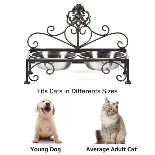 3.54" H Elevated Dog Bowls, Metal Raised Dog Bowl, Cats Bowls with Stand | Dog Bowls with Double Stainless Steel, Pet Feeder for Food and Water Lifted, Elevated Pets Bowl Holder thumbnail 3