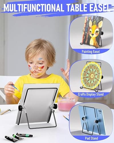 Nicpro Kids Paint Set, 34PCS Painting Supplies Kit Non Toxic,12 Colors Acrylic Paint, Table Easel, 6 Canvas Panels, 10 Brushes, Paper Pad, Sponge, Color Wheel, Palette for Adult Toddlers Beginner thumbnail 5