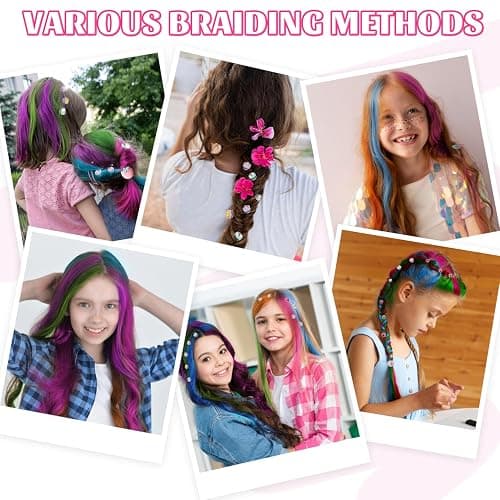 Temporary Hair Chalk with Hair Gem Stamper Kit, Hair Styling Tool with REUSABLE Shining Diamonds, Washable Hair Chalk Hair Color Dye for Girls, Toys Gifts for Girls 3 4 5 6 7-12 thumbnail 6